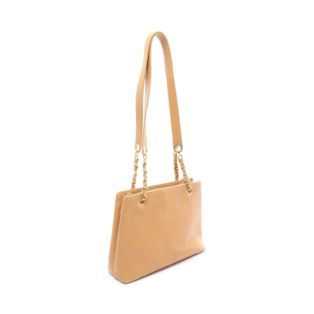 Chanel Mark Grained Brown Bag Skin Caviar Coco Tote Calfskin Brown